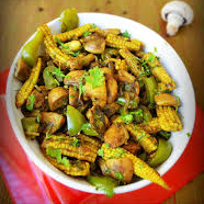 MUSHROOM, PEPPER & BABY CORN IN BEANS SAUCE